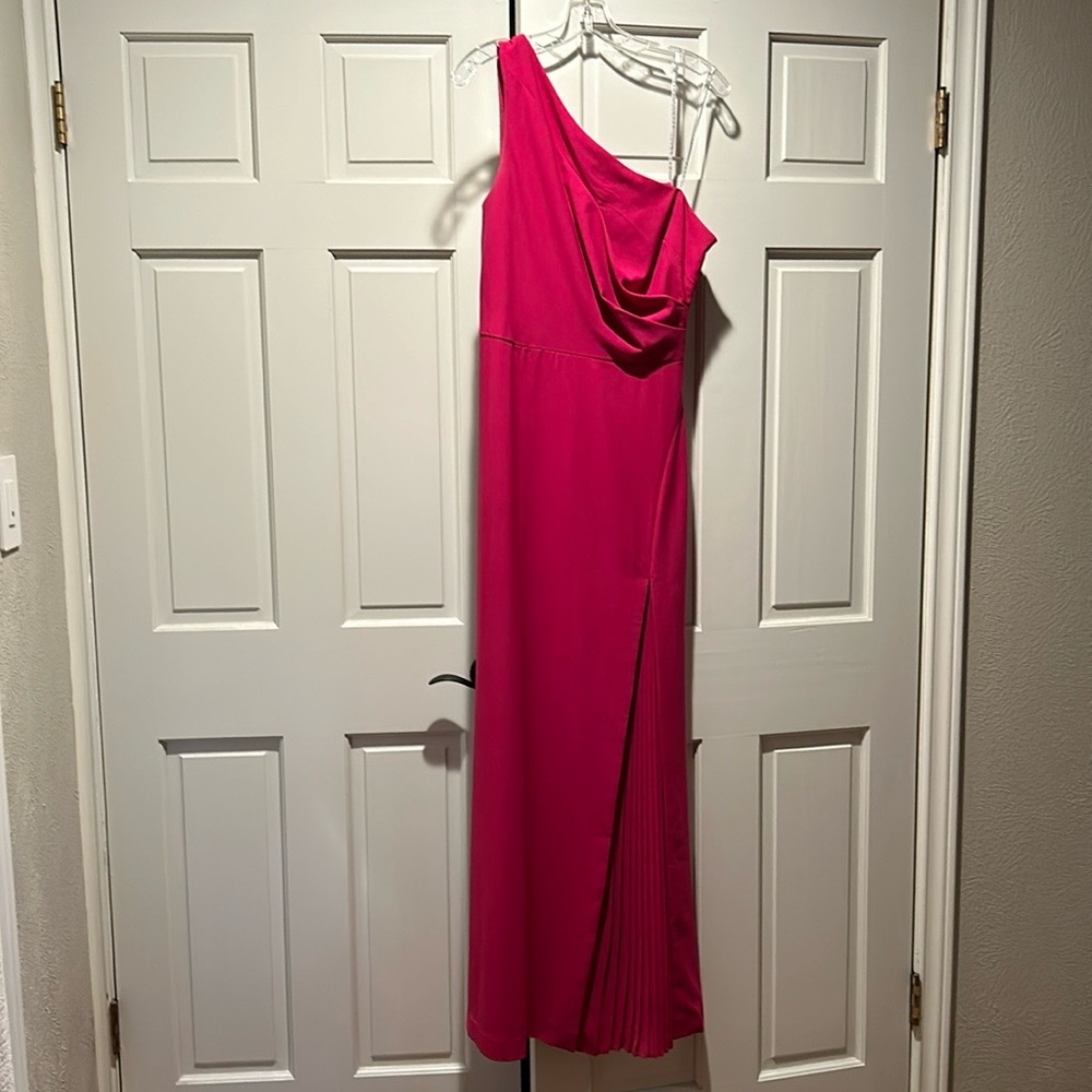 One shoulder Kay Unger formal gown